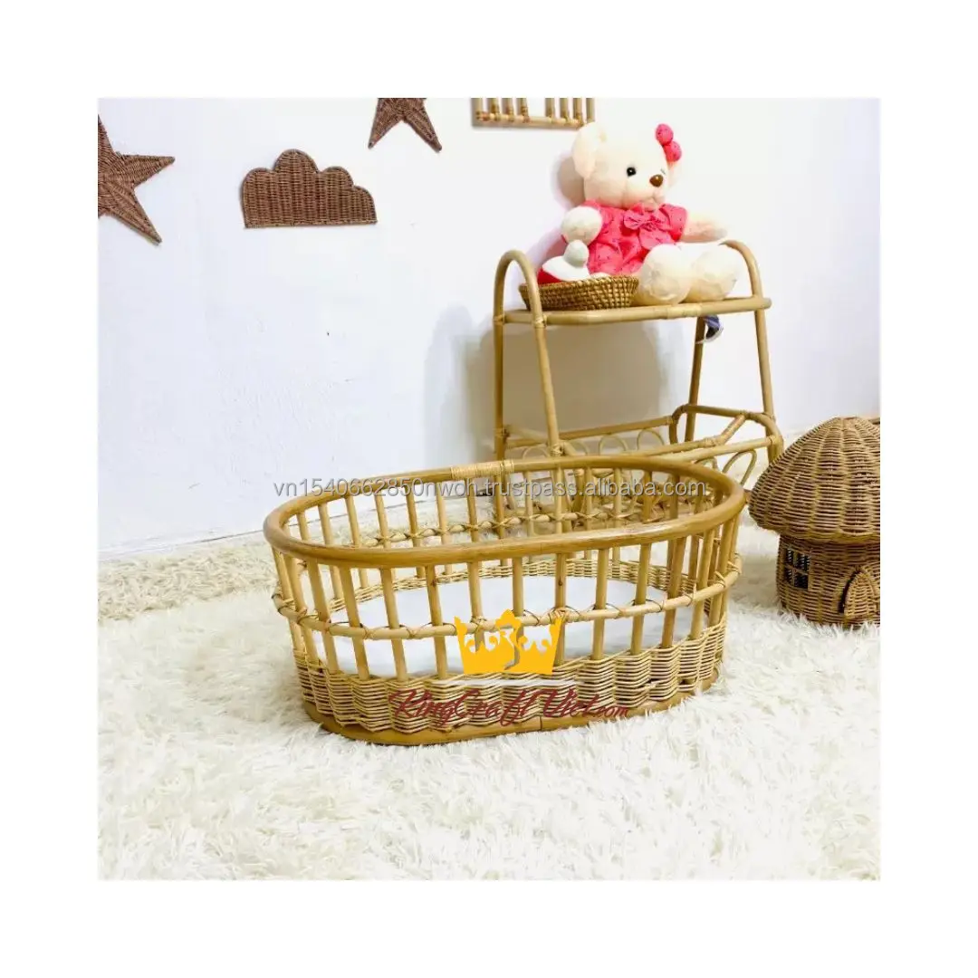 Berceau pour poupée - Non spécifié - 58 x 36 x 27,5 cm - Bois - Blanc et rose - Pour fille Berceau pour poupée - Non spécifié - 58 x 36 x 27,5 cm - Bois - Blanc et rose - Pour fille