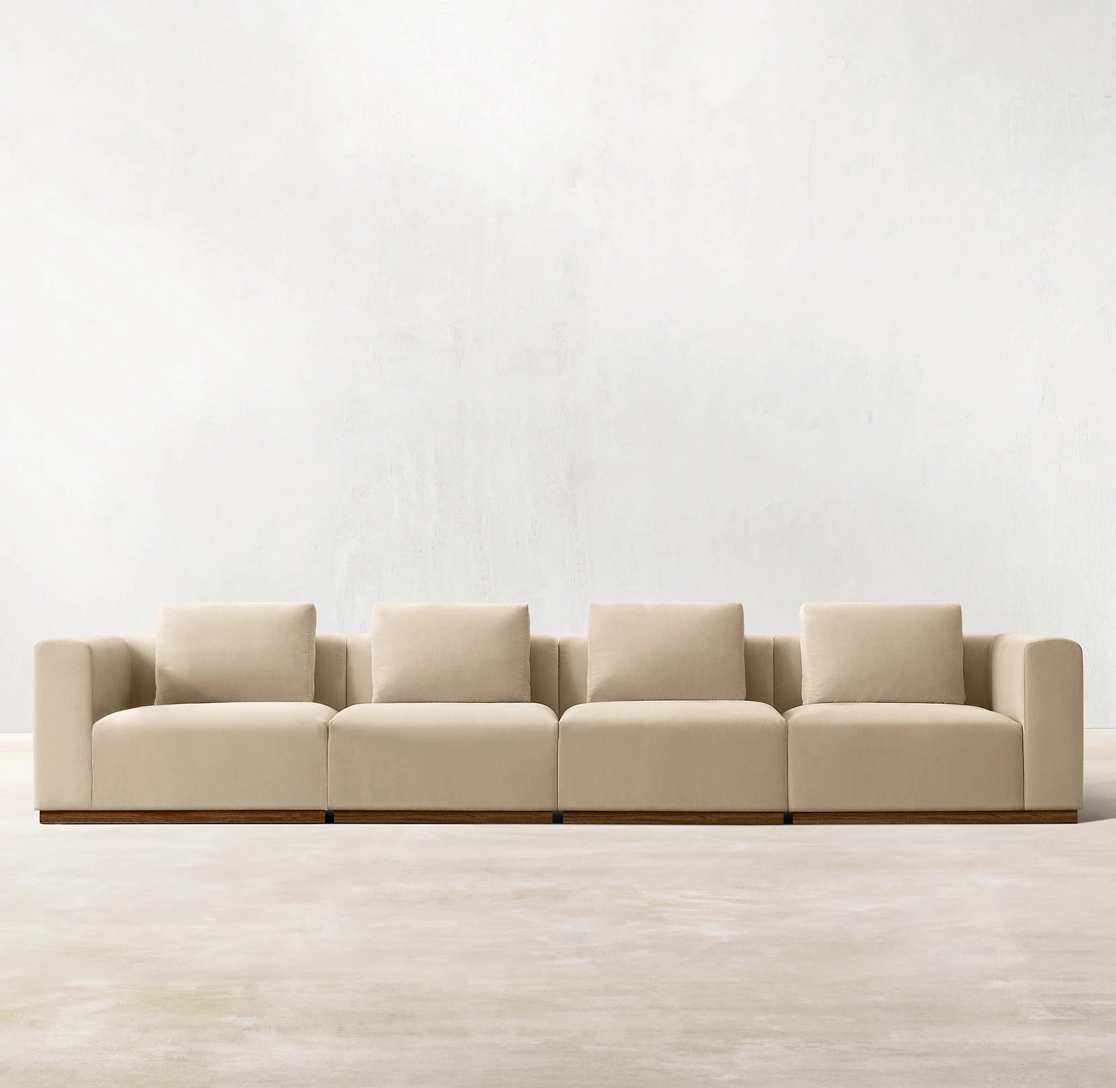 Modern Low Back Framed Linen Sectional Sofa With Loose Cushions Couches Vittorio Velvet Modular Sofa