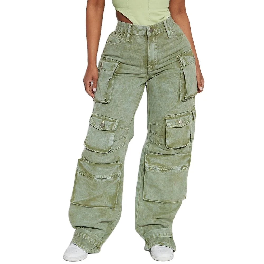 Cotton Wholesale Jeans Women's Pants Side Pocket New Trouser Pant For Woman Breathable Cargo