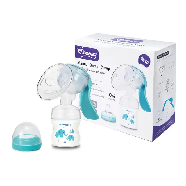 Wholesale Soft Silicone Cushions Manual Breast Pump With 120mL Feeding Bottles BPA Free Baby Breast Milk Pump