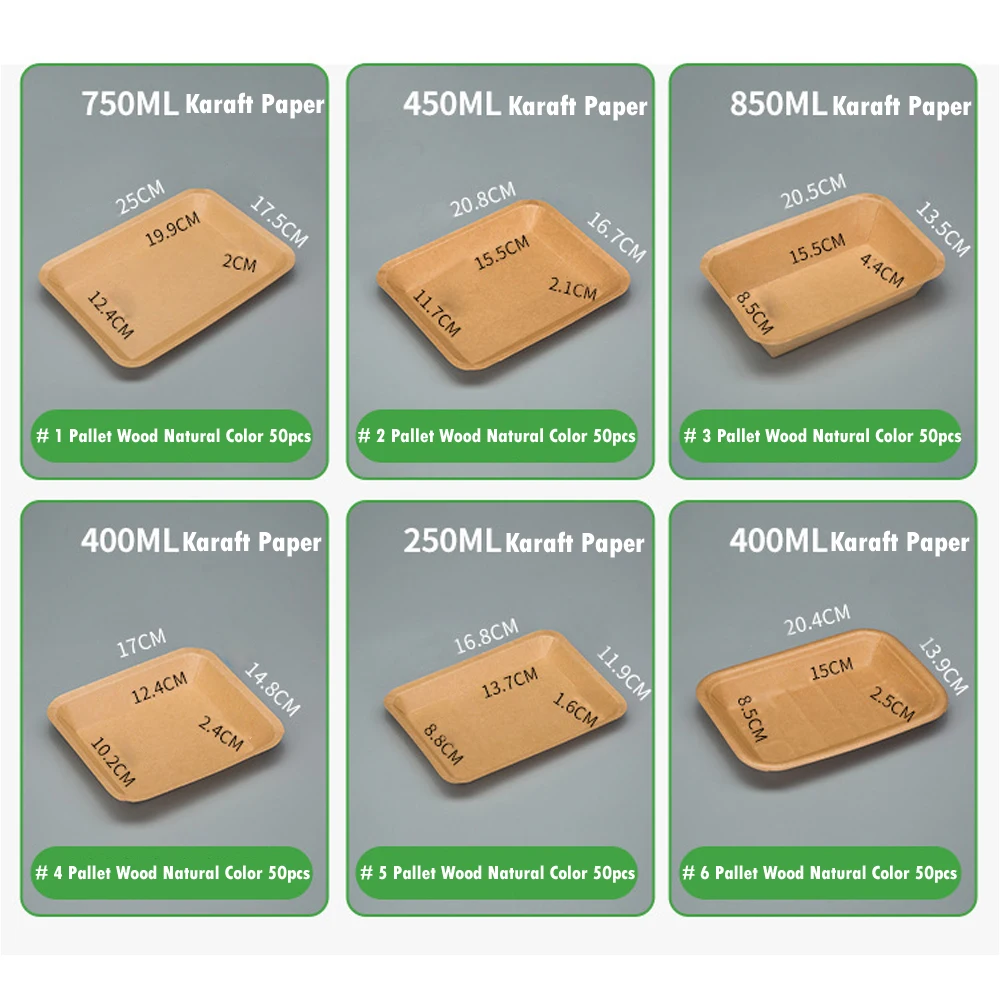 Disposable Plate Barbecue Dinner Paper Plate Commercial Kraft Paper Rectangular Tray Tableware