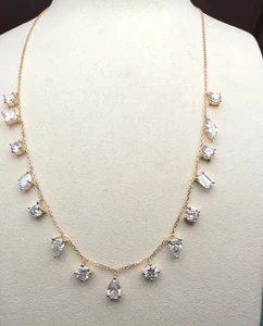 14K Yellow All-Fancy Cut Solitaire Diamond Necklace for Women Trendy New Design IGI-Certified Chain Fine Necklaces