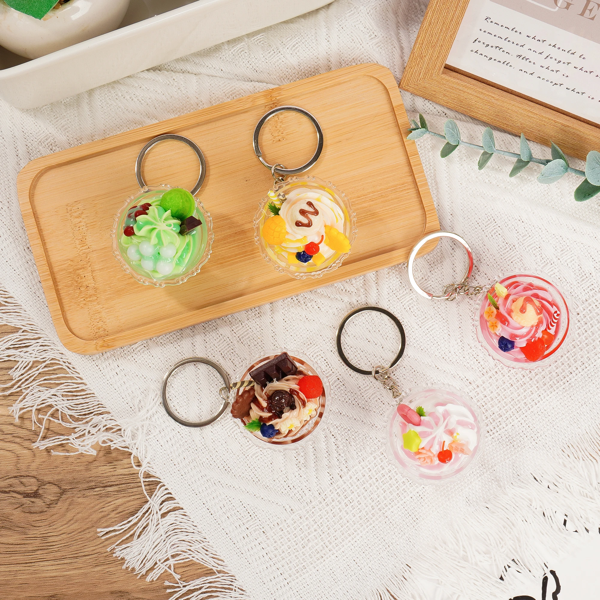 Customized Plastic Ice Cream Keychains Fake Food Other Key Chains