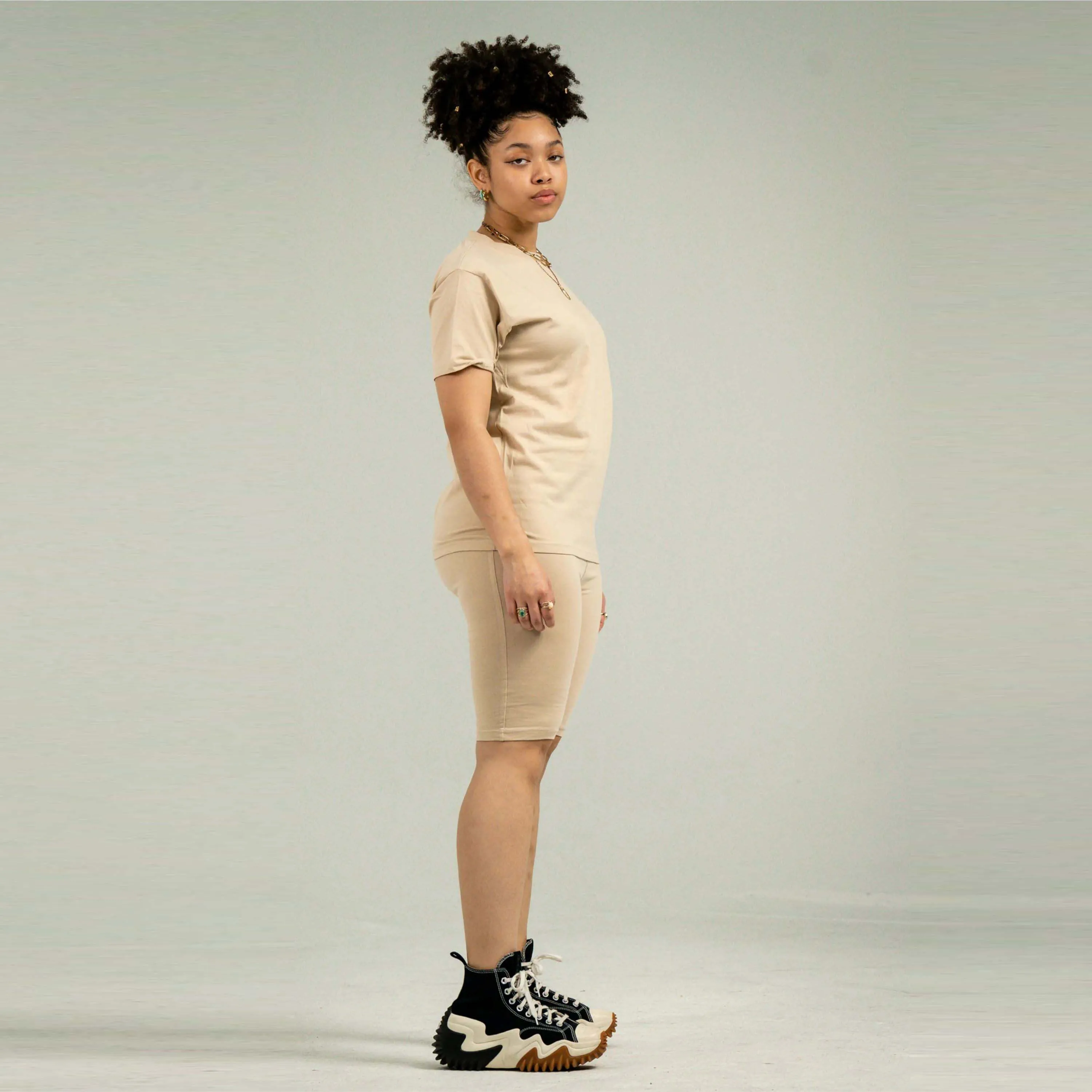 Women Two-Piece Matching Biker Shorts and T-Shirt Set Perfect