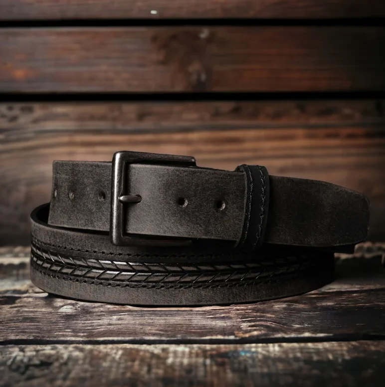 High Quality Men's Genuine Cowhide Leather Belt Factory Direct Sale-Full Grain Leather with Steel Buckle Direct from Pakistan