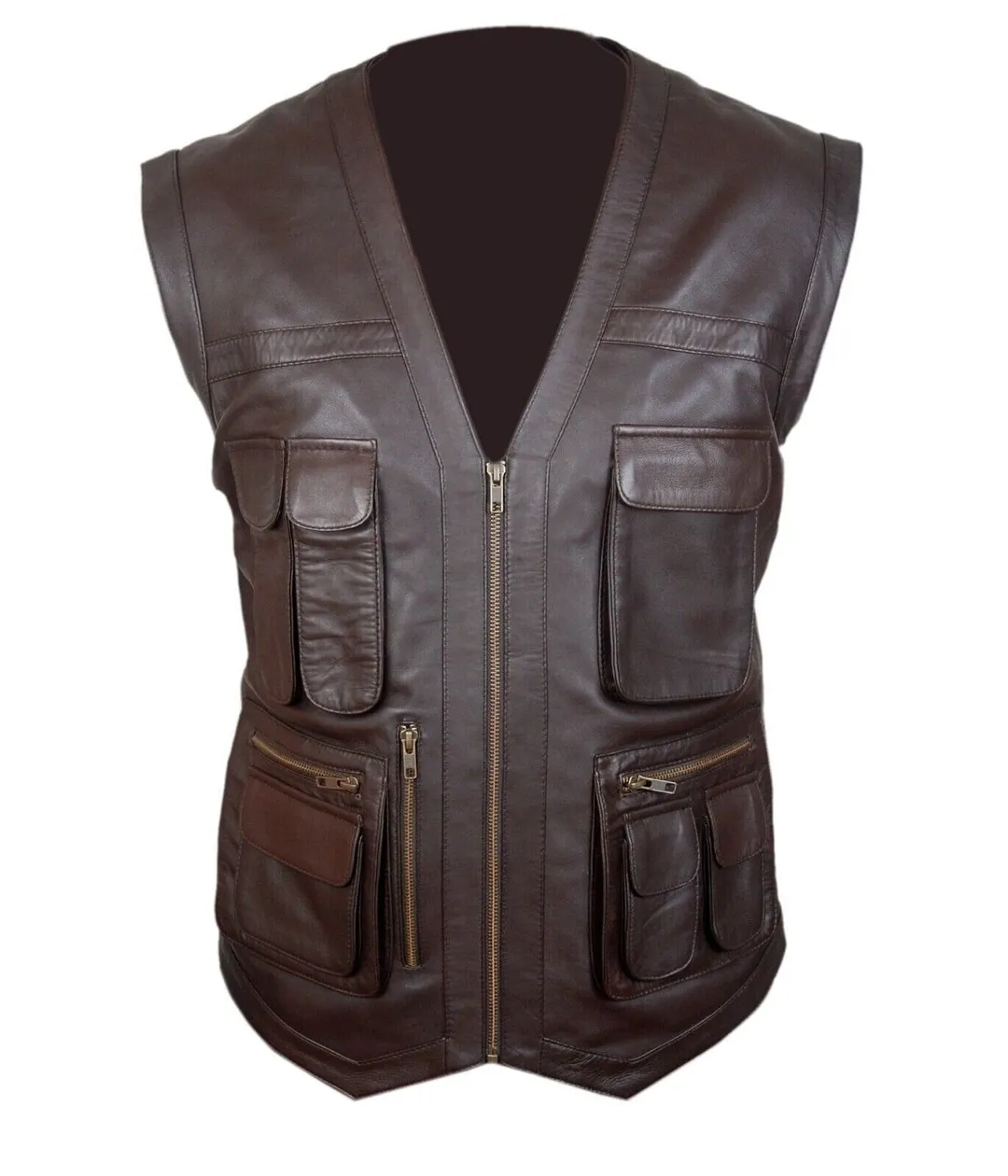Men's Casual Bullet-Proof Style Leather Motorcycle Vest Winter Tactical Waistcoat and Sleeveless Jackets for Boys