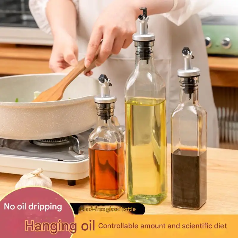 Kitchen Glass Bottle Without Oil Hanging Controllable Amount of Oil Bottle Bottle Transparent Seasoning Glass Bottle