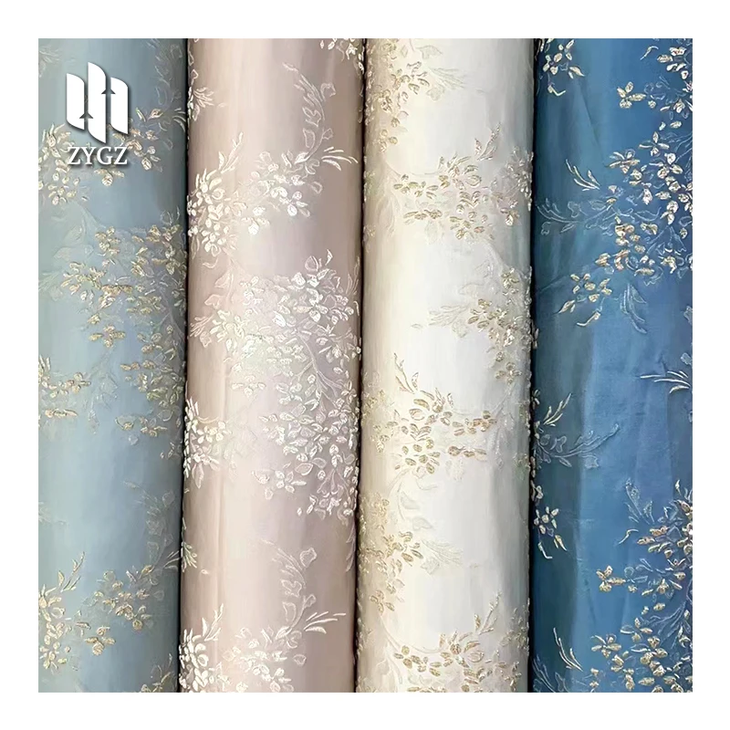 100% Polyester Luxury Floral Embroidery Jacquard Fabric Brocade ...