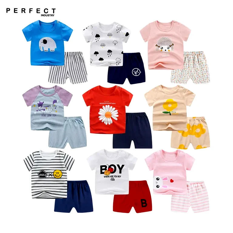 Wholesale Custom Prints/summer Baby Clothes Tshirt And Shorts Sets 100