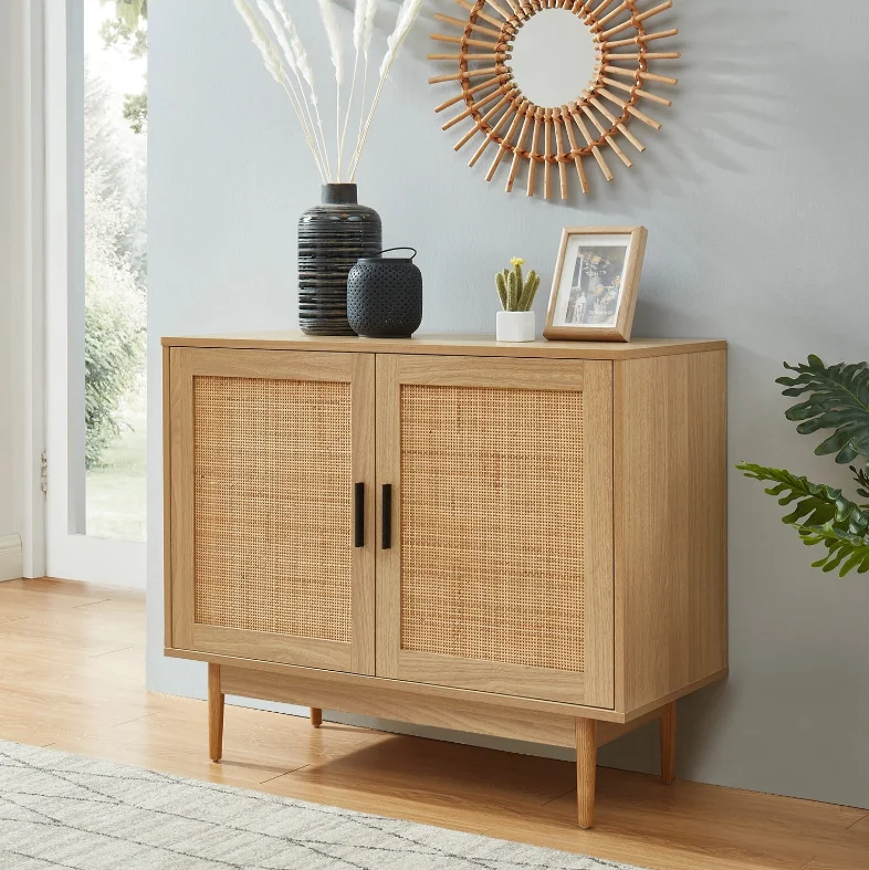 Kitchen Timber Rattan High Quality Wooden Rattan Cabinet Hardwood Home Furniture Bathroom ...