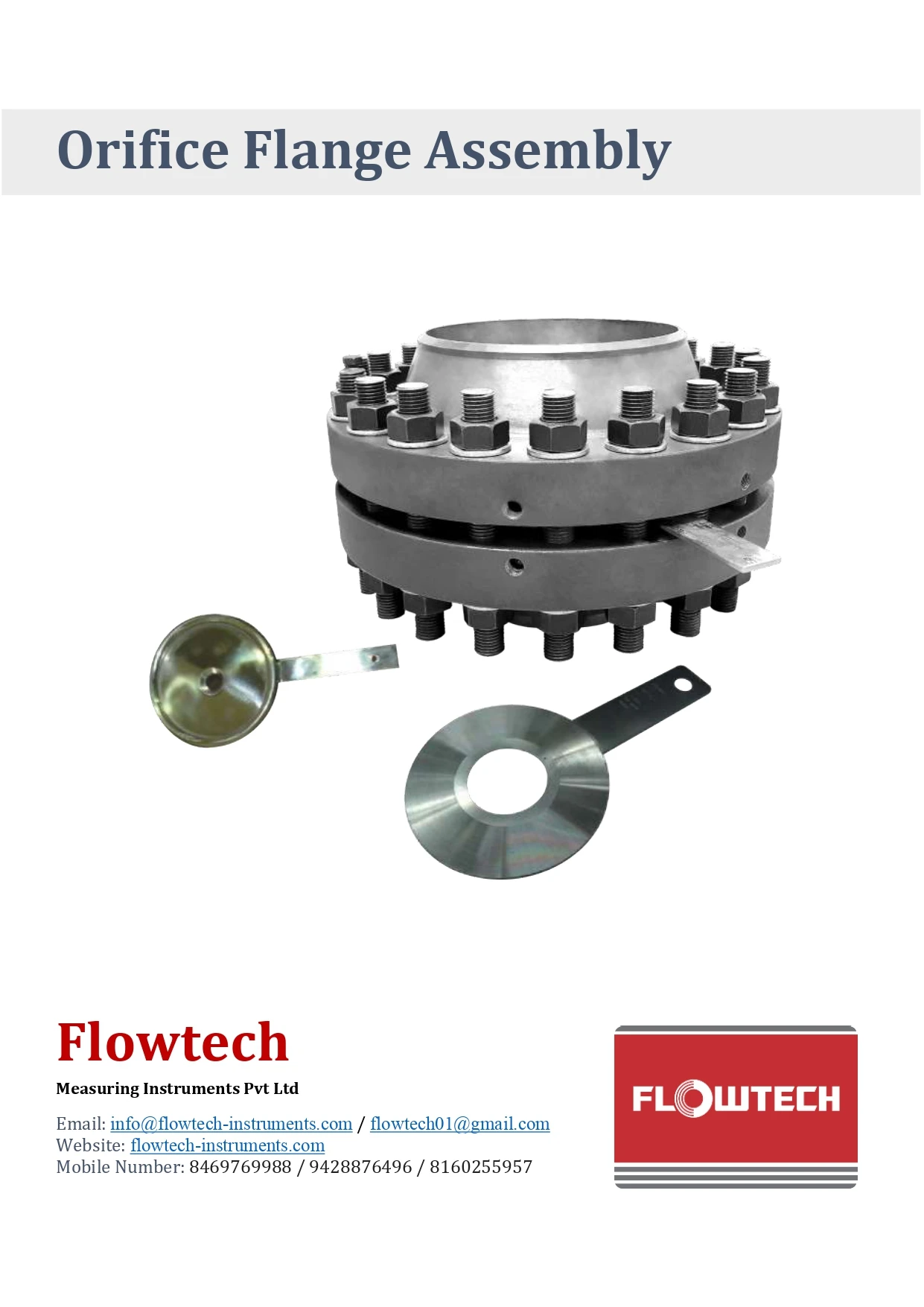 High On Demand Orifice Flange Assembly To Measure The Rate Of The Flow ...