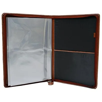 High Quality A4 Size Leather Folder with Plastic Sleeves
