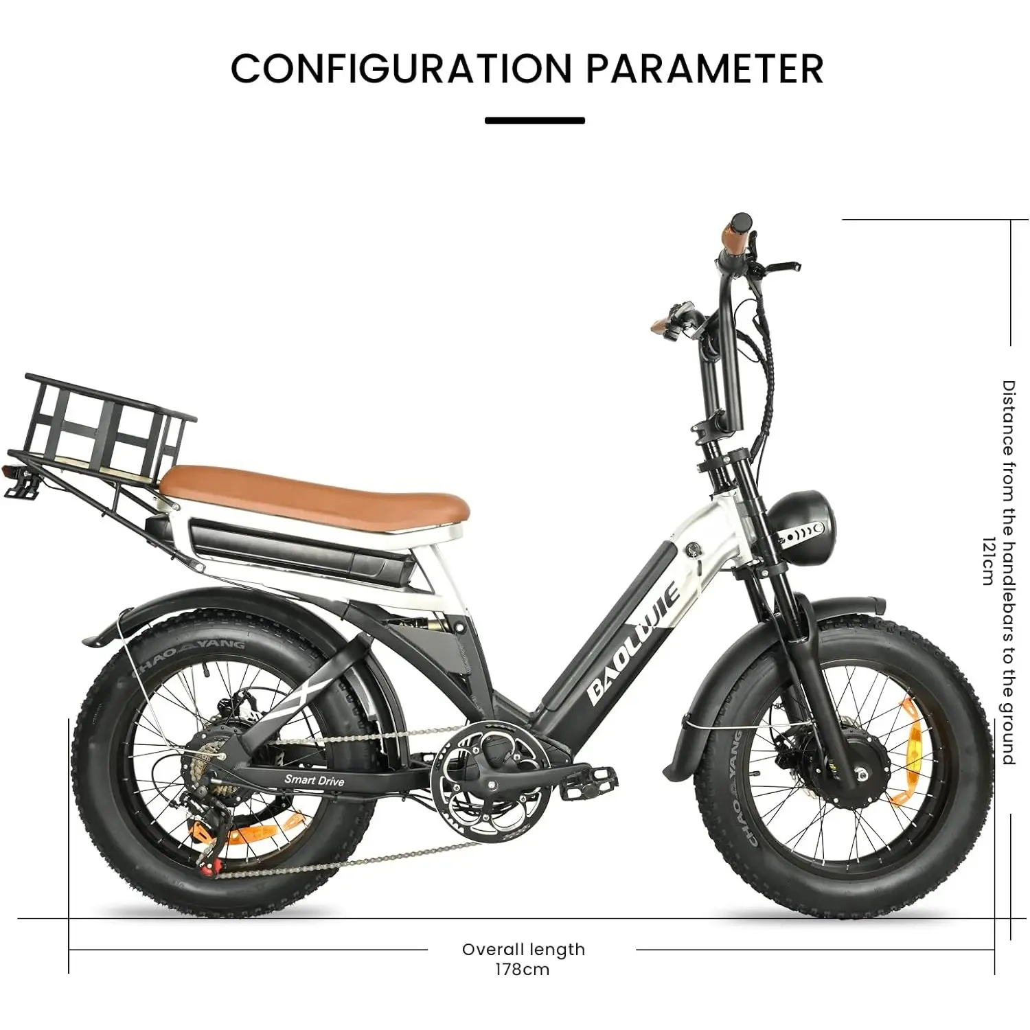 BAOLUJIE PLJ2033 Electric Bike with 20 Fat Tire 1500W/2000W Dual Motors 48V 30Ah Integrated Battery 60km Range