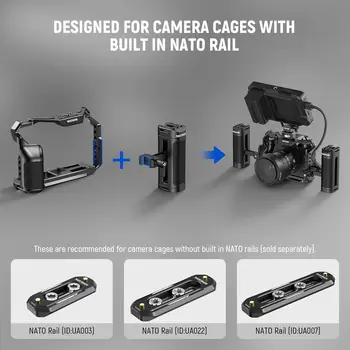 NEEWER Lightweight NATO Side Handle Handgrip Aluminum With Universal NATO Clamp up & Down Adjustable, 1/4" Threads, Cold Shoe detail image