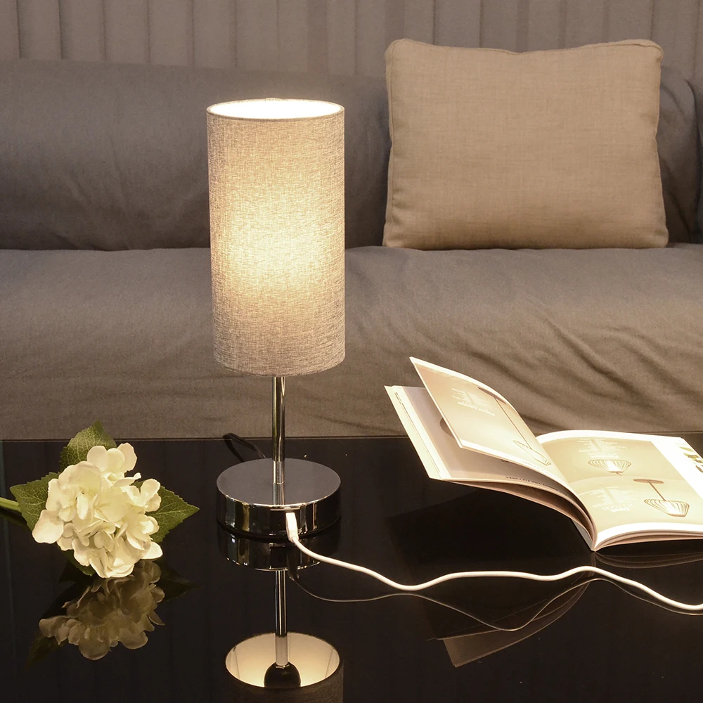 New Product 2023 Fabric Lampshade Usb Charging Port Table Lamps Buy