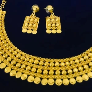 Vintage Imitation Jewelry Set with Comb Brooch Comoros Mayotte Necklace Earrings India