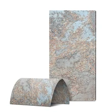 Mountain Blue Pearlescent Gilt Stone Flexible Fiber Cement Smart Board External Fire Resistance Natural Flexible Tile