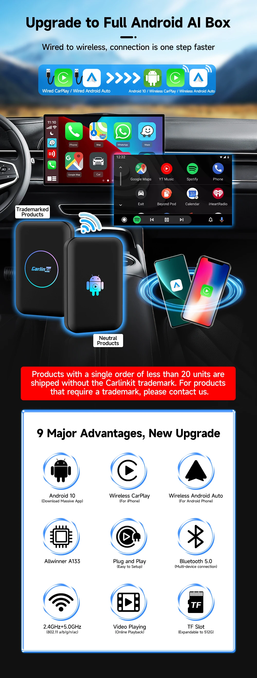 Carlinkit wireless carplay adapter portable stereo car play multimedia ...