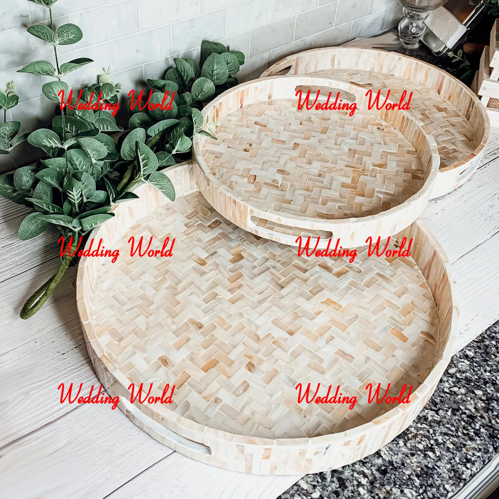 Wooden Arabic Serving Tray Set Of Two Handmade Designer Platter Classic