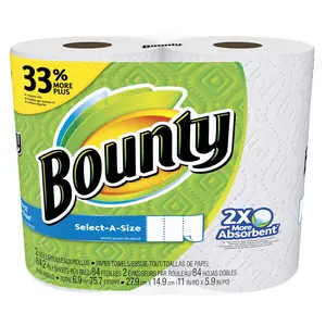 Bounty Quick-Size Soft Disposable Paper Towels White 12 Family Triple Rolls (36 Regular Rolls)-1 Ply Multifold