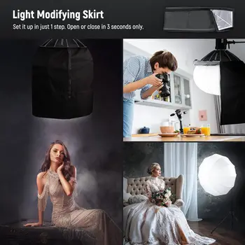 NEEWER 35"/90cm Lantern Softbox One Step Quick Release, 360 Light Diffuser with Skirt, Bowens Mount for Video Light CB60 CB100 detail image