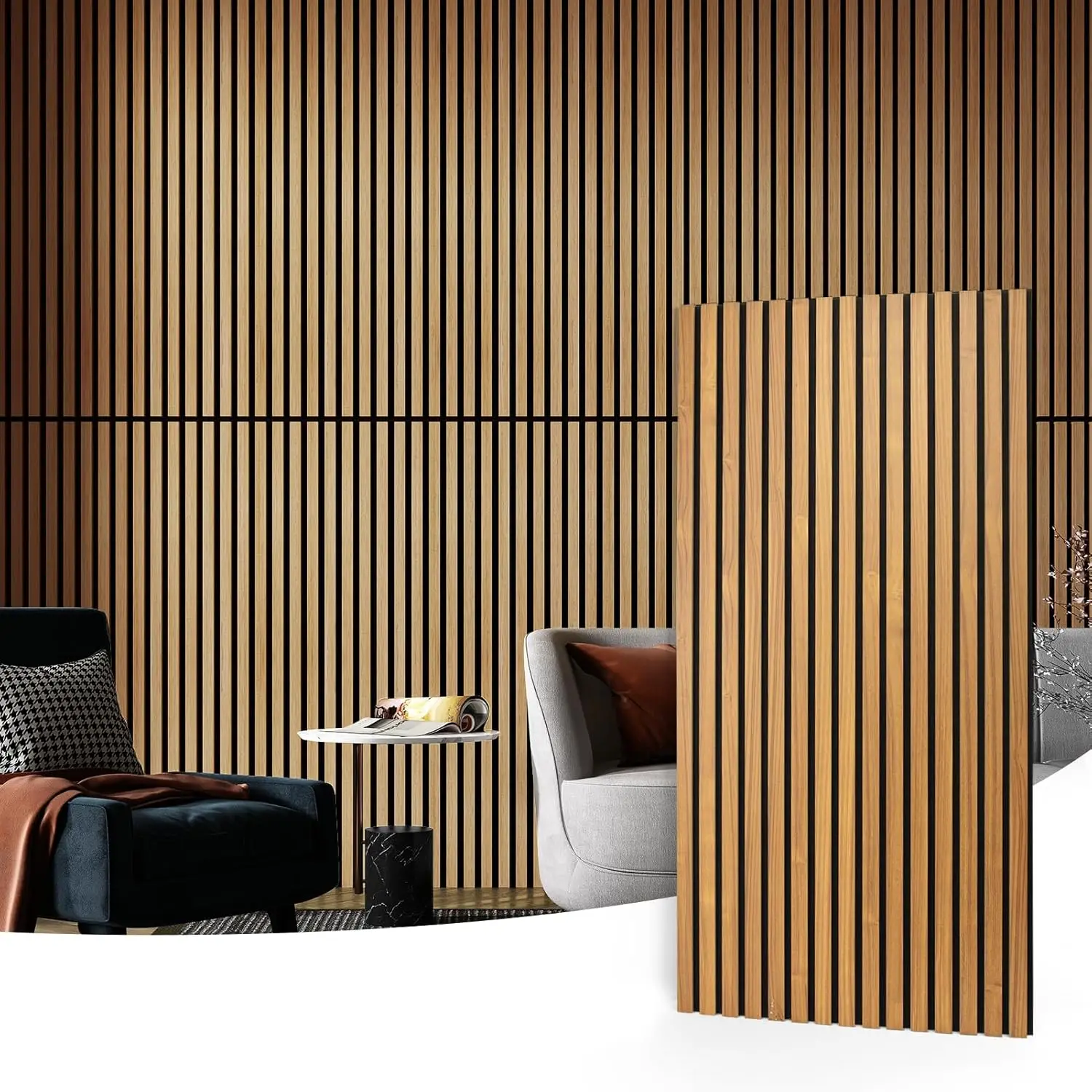 Modern Classic Teak Acoustic Slat Wood Panels for Interior Decorative Acoustic Wood Wall for Studios and Hotels Factory Supply