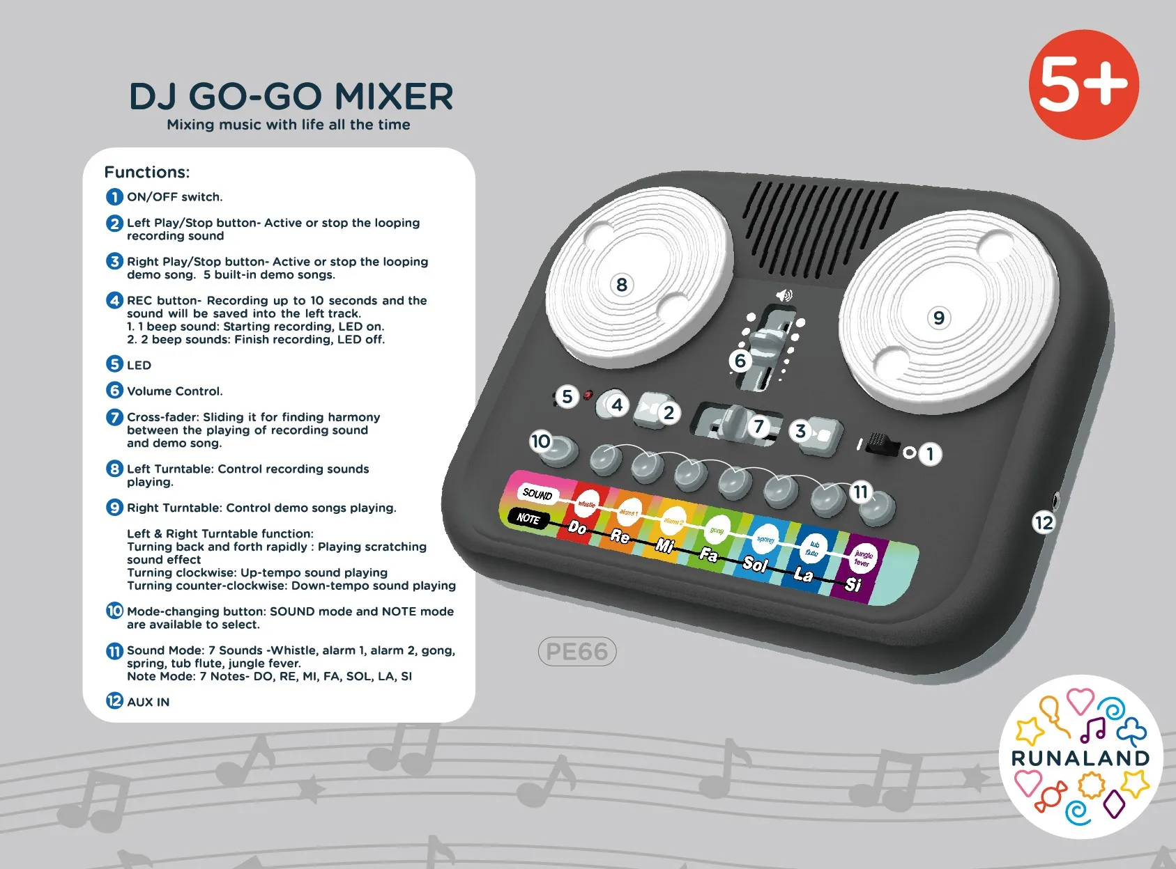 Kids Portable Two Jog Wheels Dj Mixer With Auxin Connecting Own Music