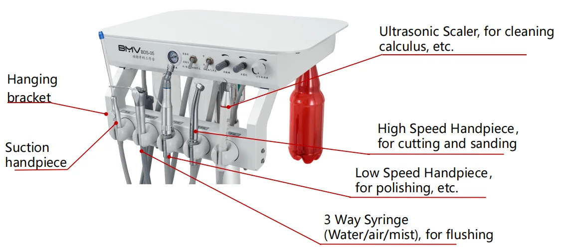 Small Animal Tooth Dental CE Approved with Scaler LED Curing Light VET Mobile Portable Dental Unit With Air Compressor Led Light