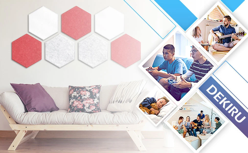 Self-Adhesive 30*30cm Red Hexagon Acoustic Panels Soundproof Wall Office Ceiling & Door for Living Room for Home Office Use factory