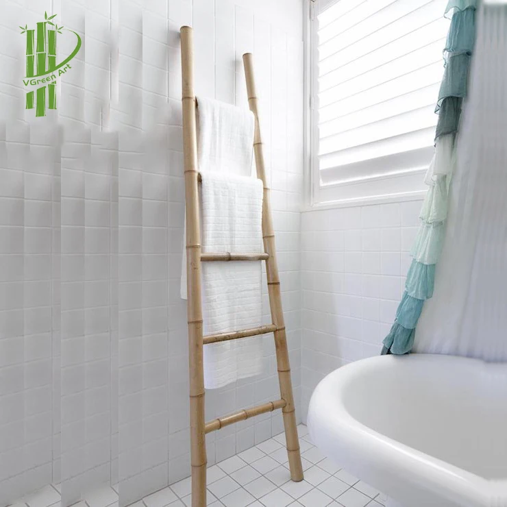 BATHROOM ACCESSORIES Natural Bamboo Ladder Shelf Blanket Ladders Bamboo Sauna Rooms Dressing Room Towel Ladder Clothes Rack
