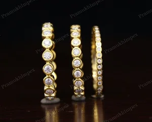 IGI Certified 0.46 CTW VS Brilliant Cut Lab Grown Diamond Bezel Set 3.00MM Yellow Gold Wedding Band Custom Jewelry Manufacturer