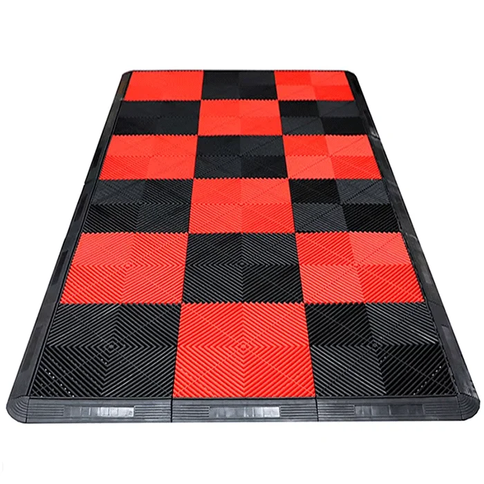 Plastic Modular Interlocking Garage Floor Tiles Colorful Heavy Duty Motorcycle Pit Mat Oil Proof Workshop Flooring
