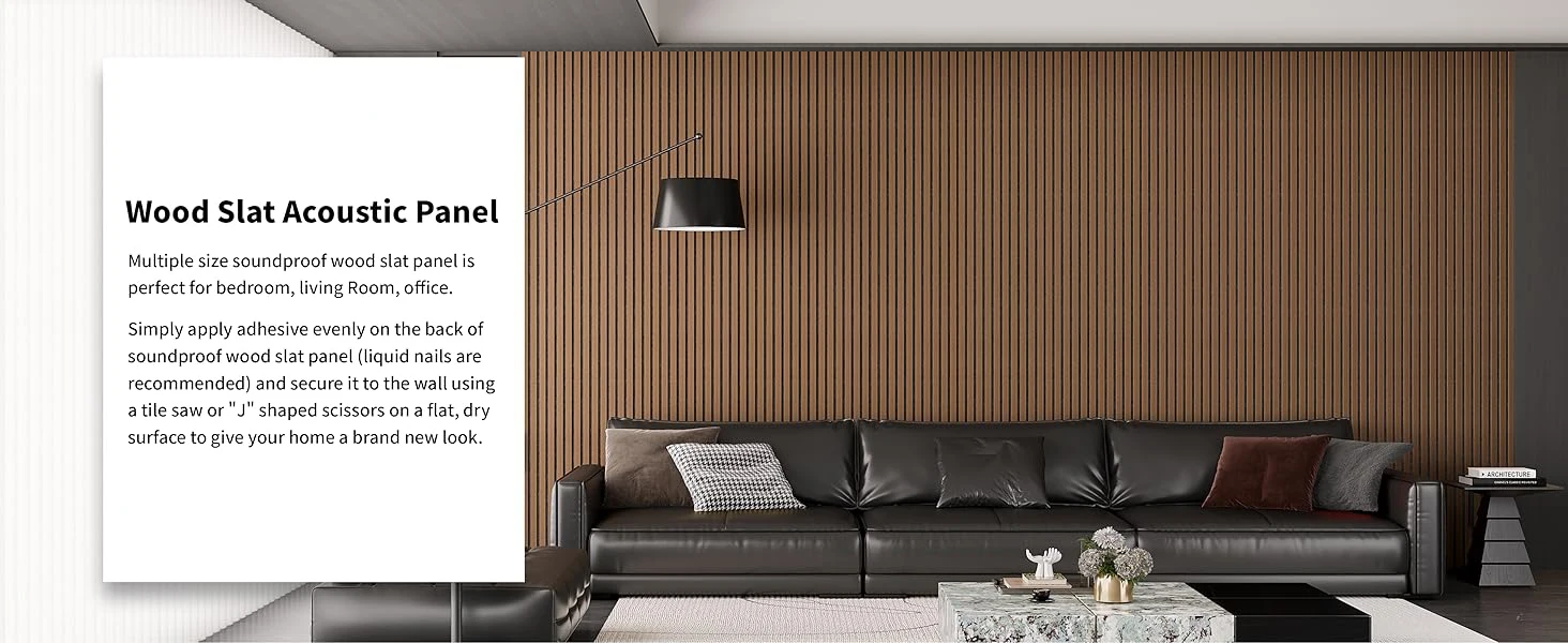 Akupanel Environmentally Friendly Acoustic Slat Wood Panels 3D Fluted Sound Absorbing Wall Panels for Living Room Bedroom details