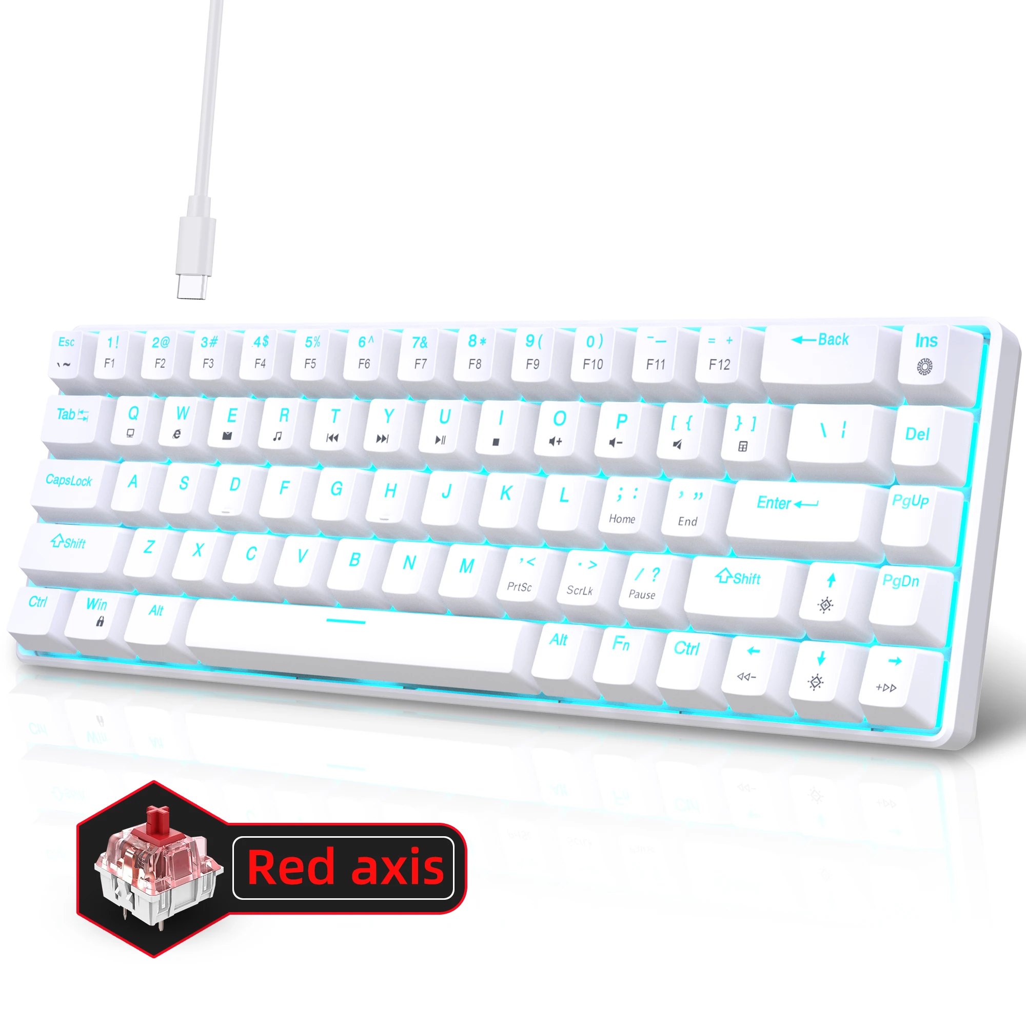 HXSJ 60% 有線RGBバックライトゲームキーボード超コンパクト68