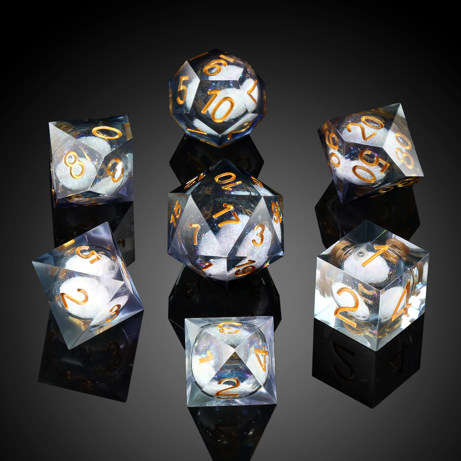 Dnd Liquid Core Dice Set Resin Liquid Core Filled Sharp Edge D&d Dice