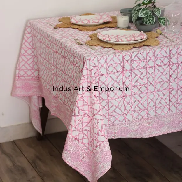 Indian Hand Block Printed Cotton Table Cloth Dining Table Cloth