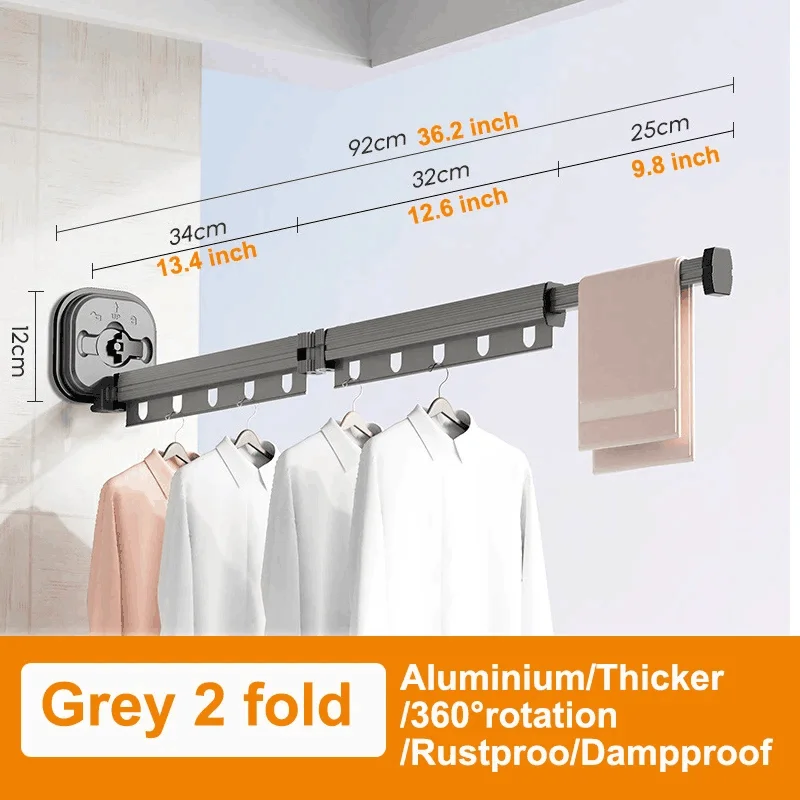 2023 Customized Clothes Foldable Drying Rack Sucked High Quality Automatic Suction Cup Dry and Aluminum Laundry Drying Rack