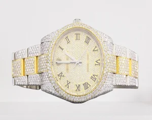 Custom Design Logo High Luxurious ETA Movement Stainless Steel IcedOut VVS Clarity Full Moissanite Diamond Hip Hop Wrist Watch