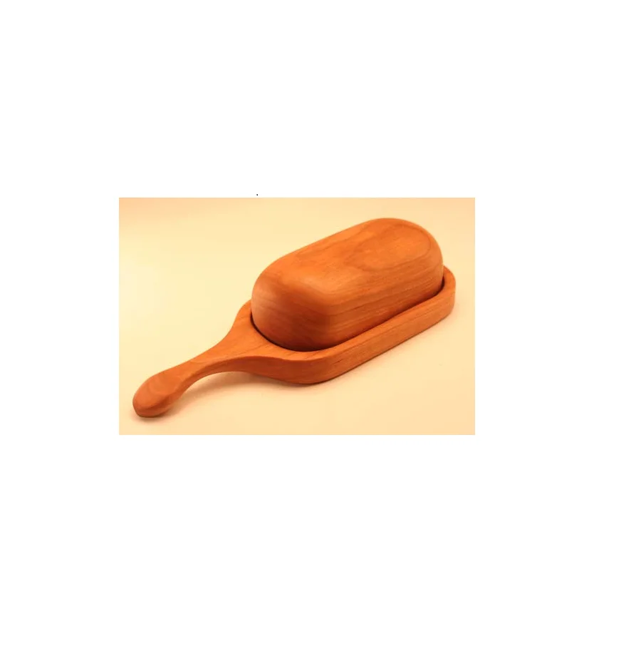 Wooden Butter Keeper Holder Food Container Butter Box Crock With Lid