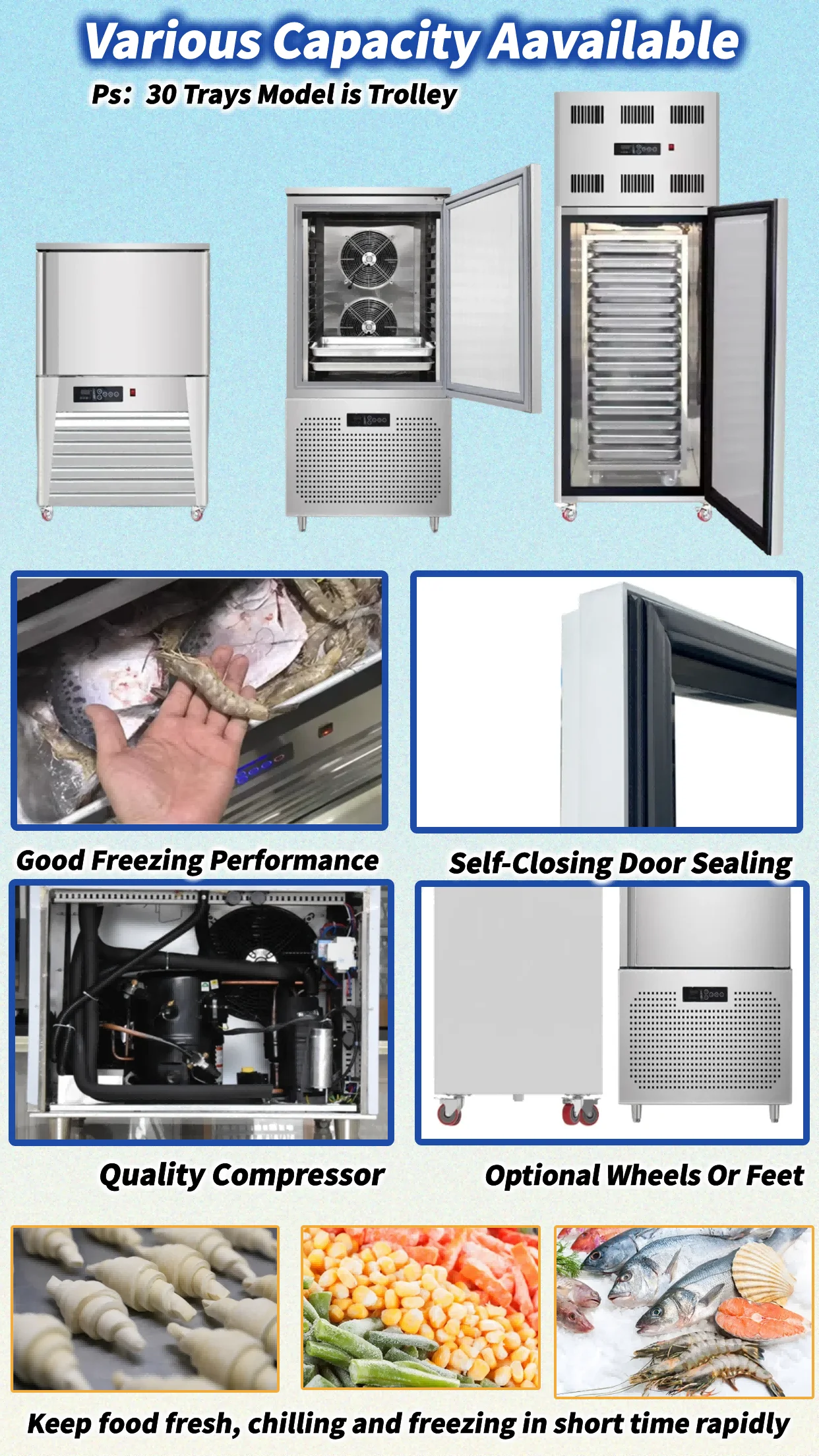 Low Temperature Small Instant Quick Frozen Blast Chiller Shock Fast Flash Freezing Equipment Refrigerator RAPID FREEZER Machine
