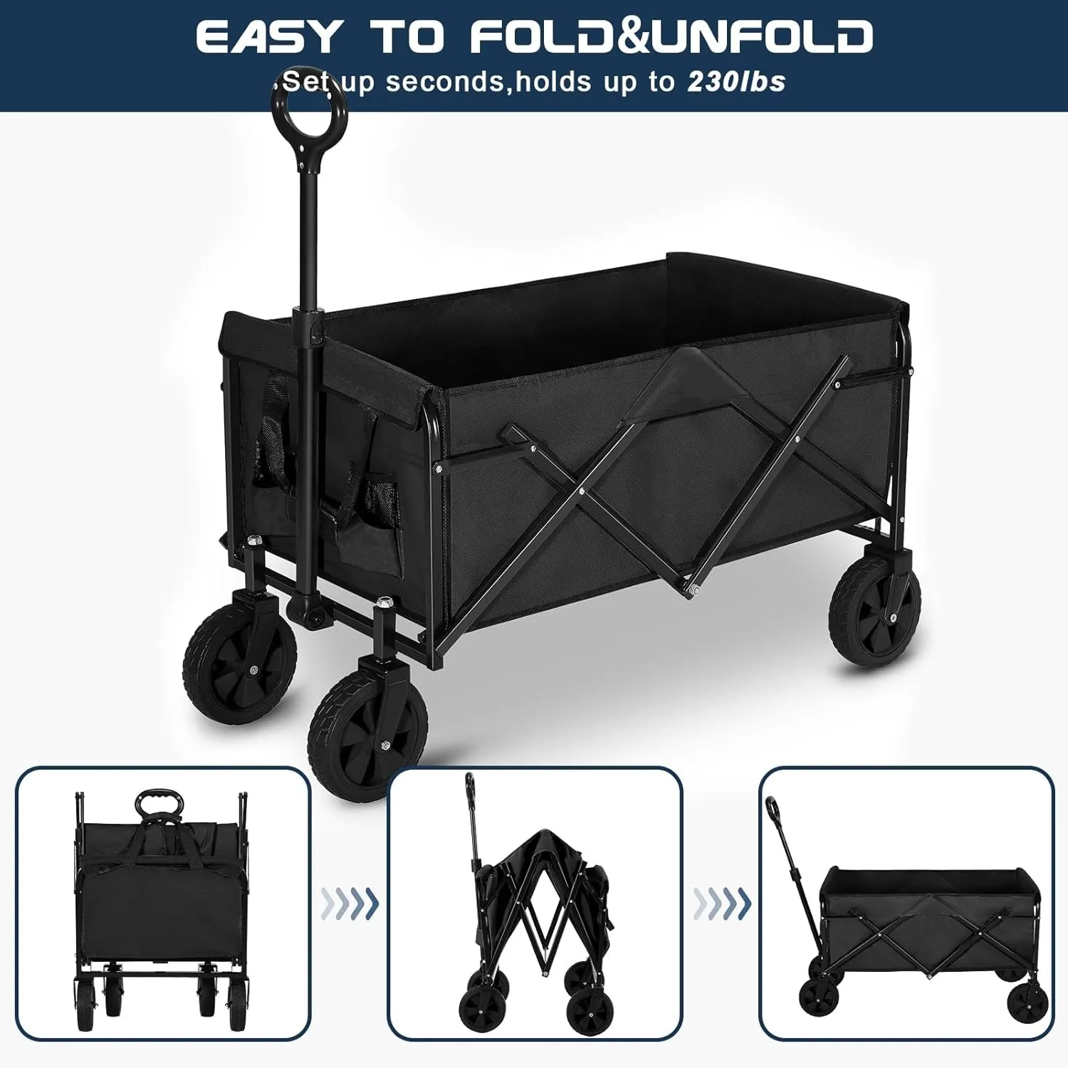 Outdoor Garden Beach Camping Trolley Cart Fishing Folding Camping Wagon ...