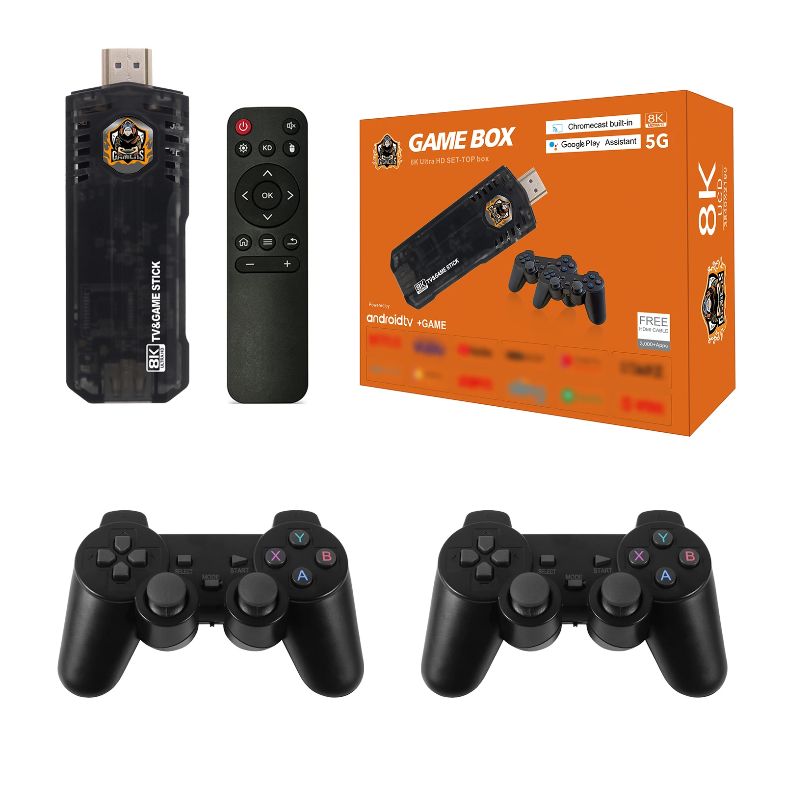 Game TV Box M8 Pro Mini Android and Game Dual System with 10000+ Retor Game  Wireless Controllers 100M 4K TV Box 