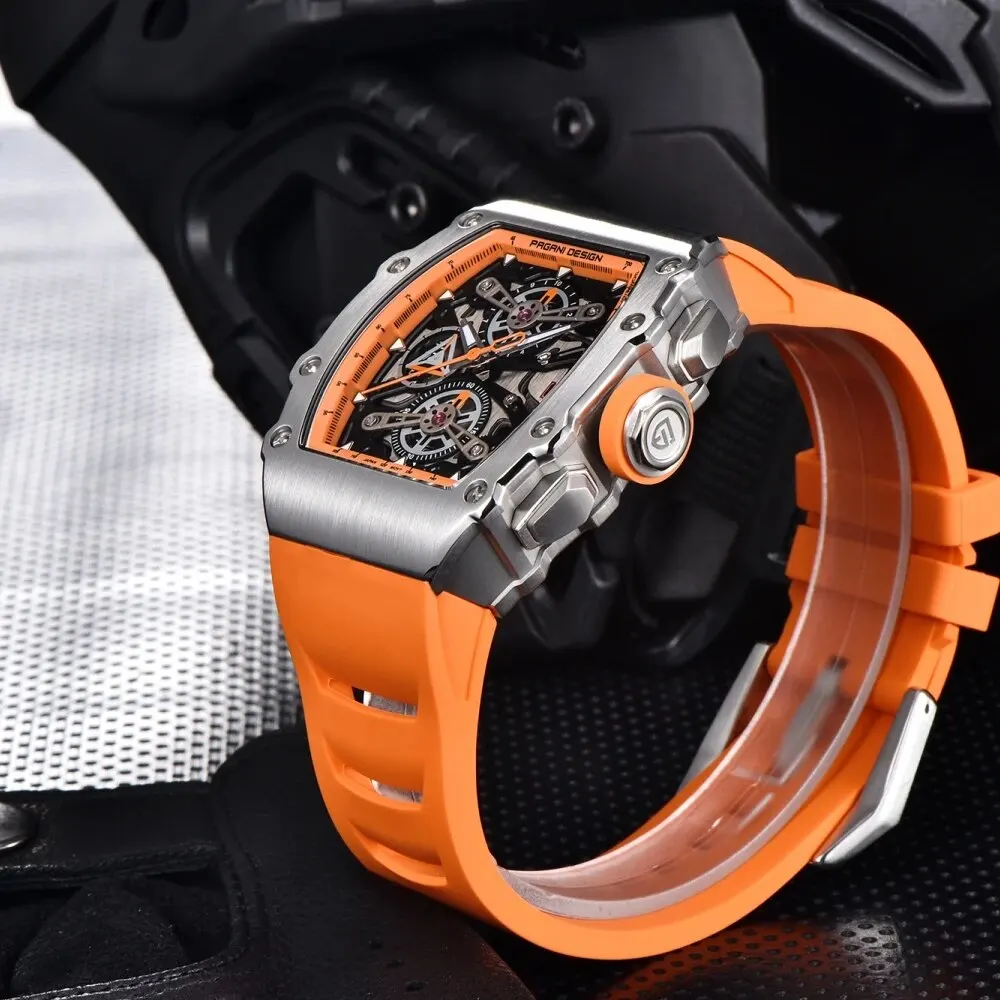 PAGANI DESIGN YS011 New 40MM Barrel Hollow Fashion Casual Men's Quartz Watches Sapphire Glass Quartz Watches Chronograph Clock
