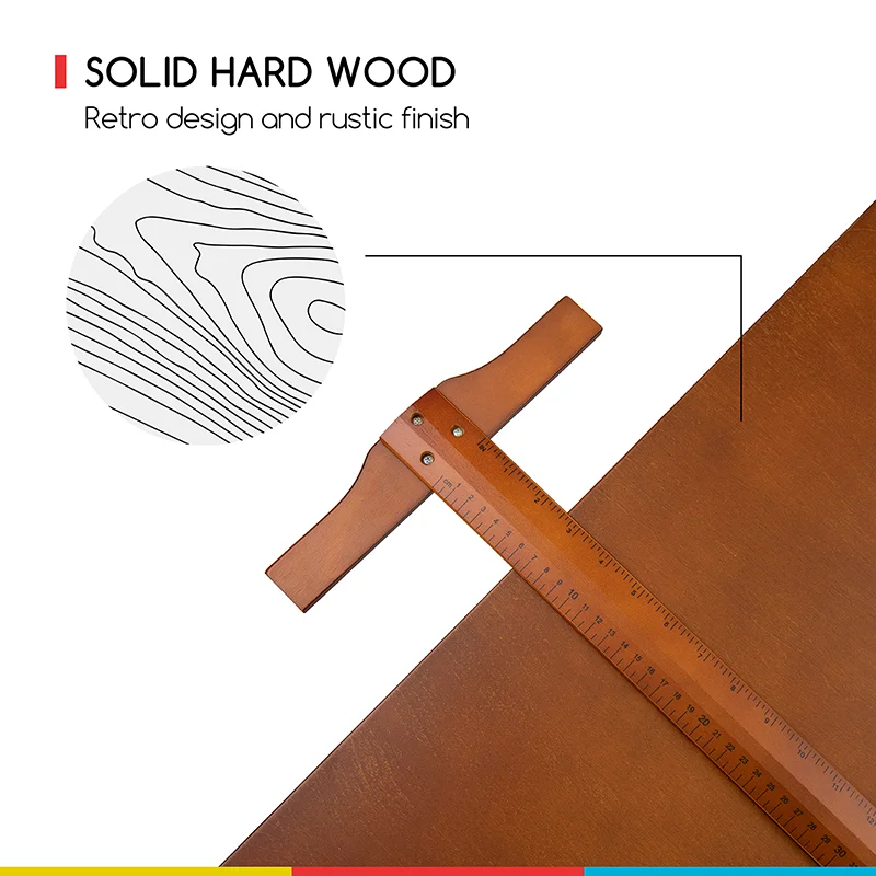 Tavolo Da Disegno MEEDEN In Legno Massello - Altezza Regolabile E Piano Inclinabile - Foto 3