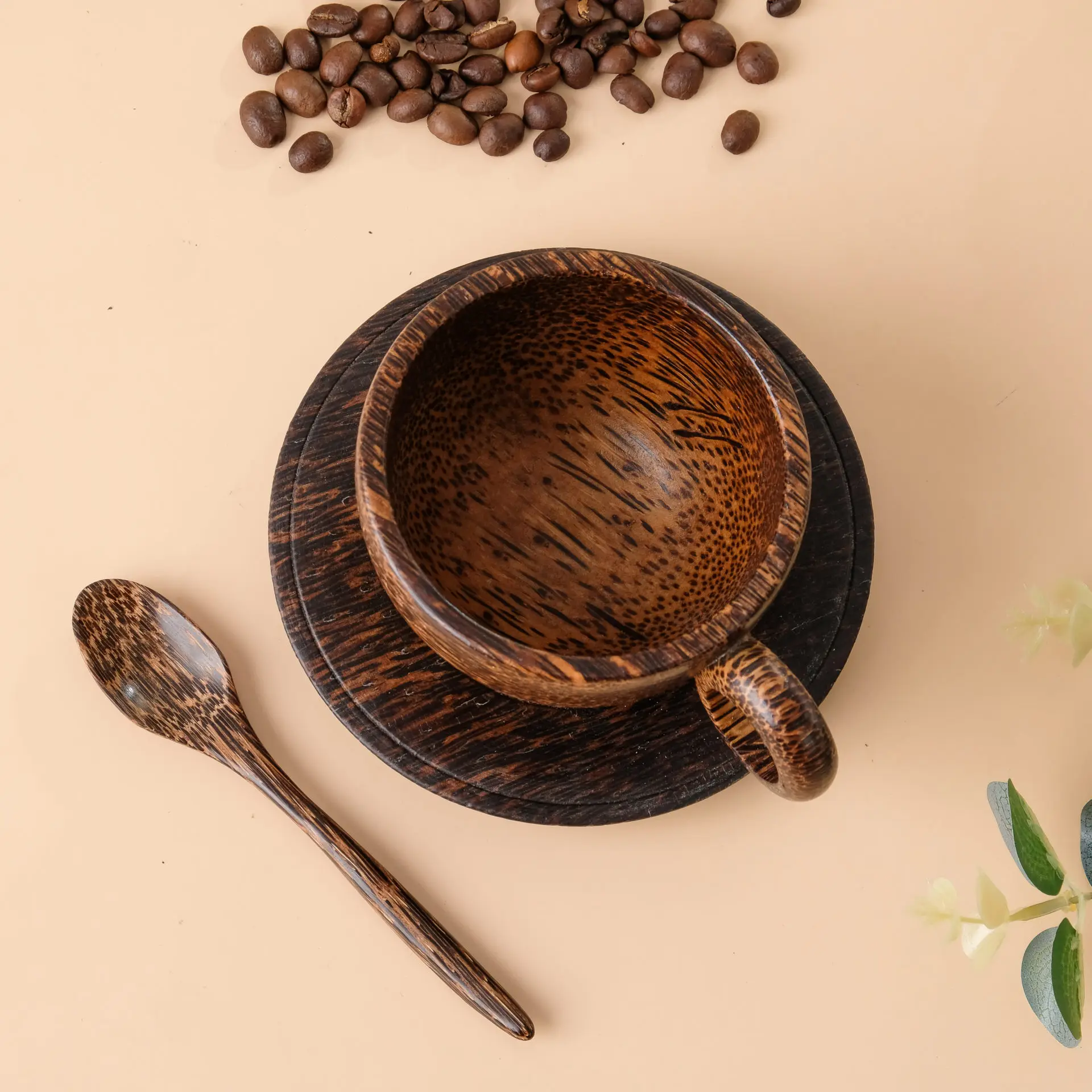 Tazza Da Campeggio In Legno Di Gomma Kuksadi - Doppio Foro, Per Caffè