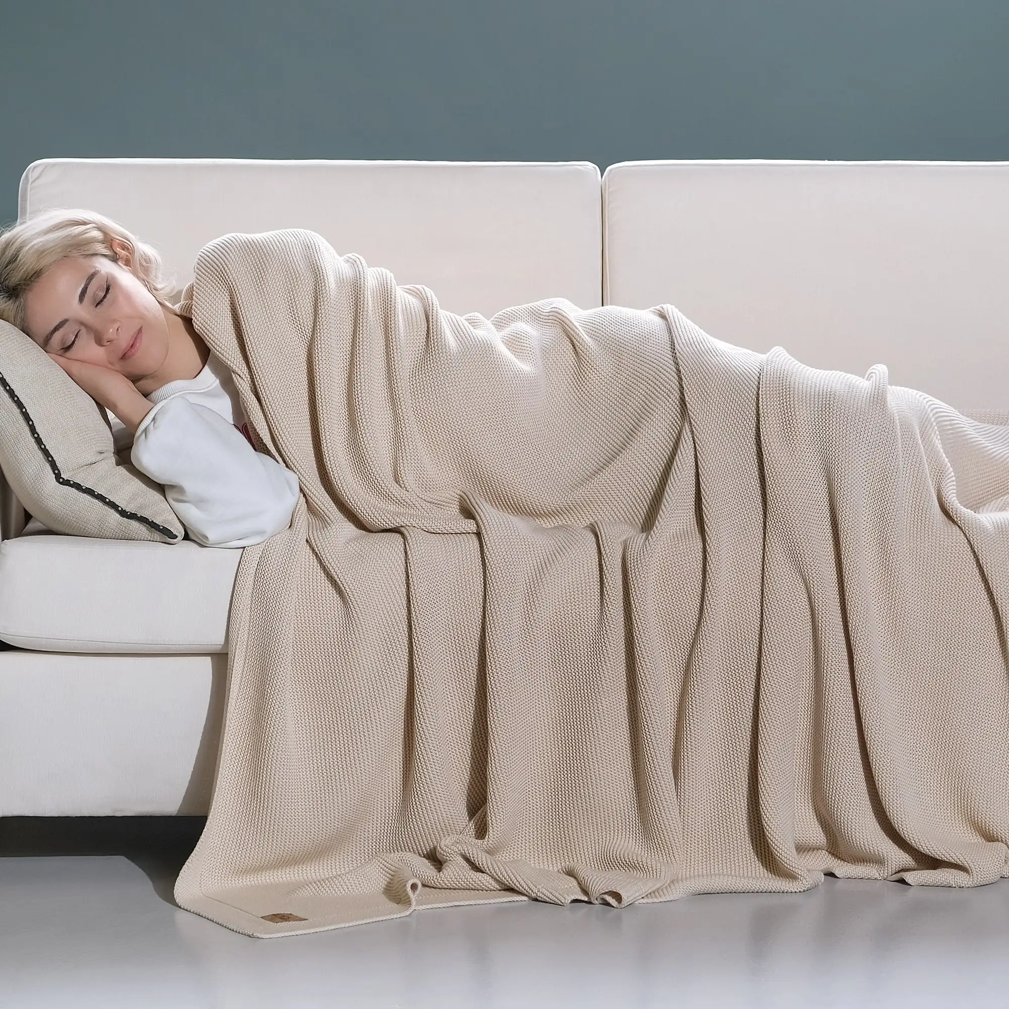 Recycled knitted blanket Danilo Perle 130 x 160