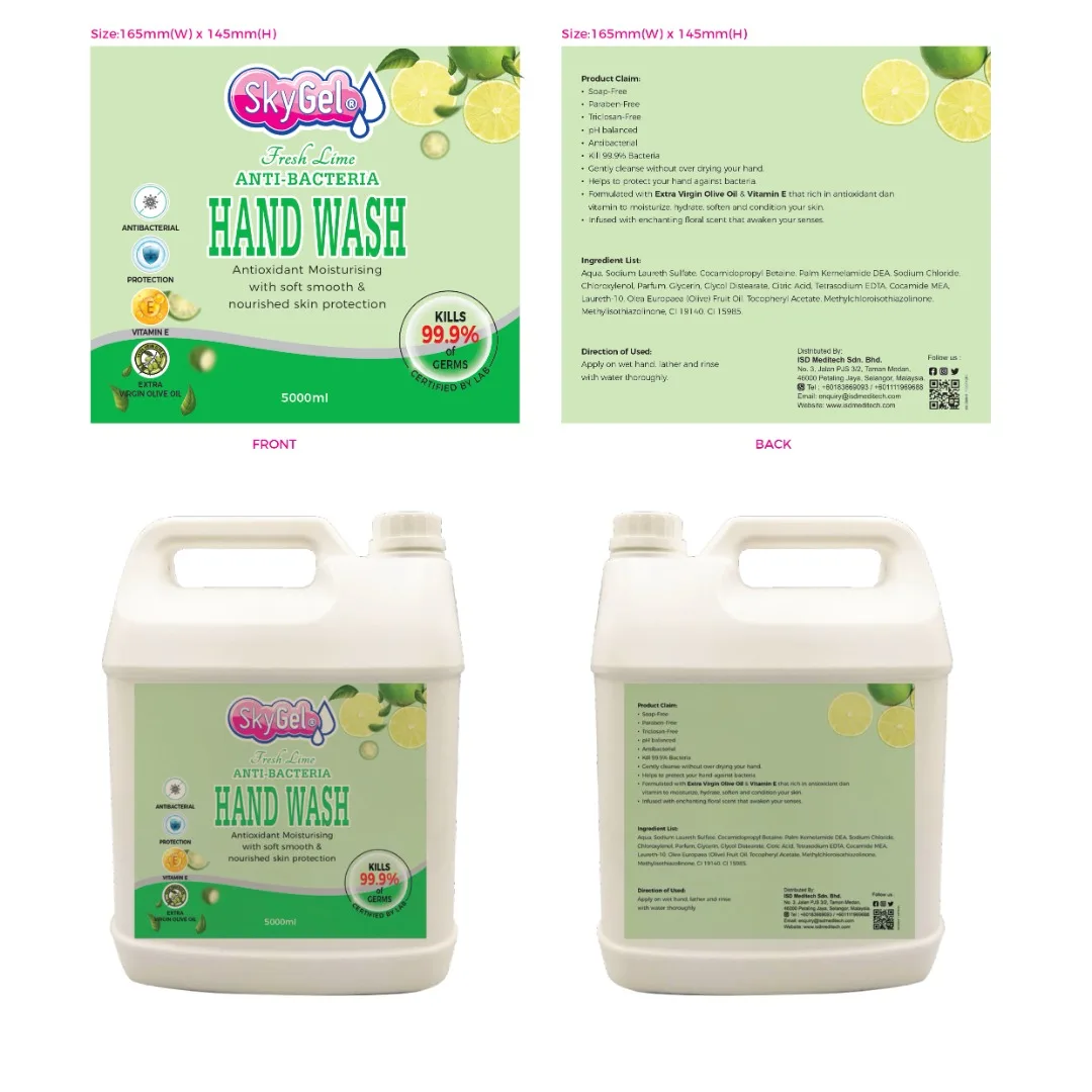 Wholesale Liquid Hand Wash Gel Lime 5000ml Moisturize Hand Protection Skin Friendly Soap Free