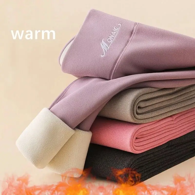 Women Winter Warm High Waist Lace Cashmere Leggings