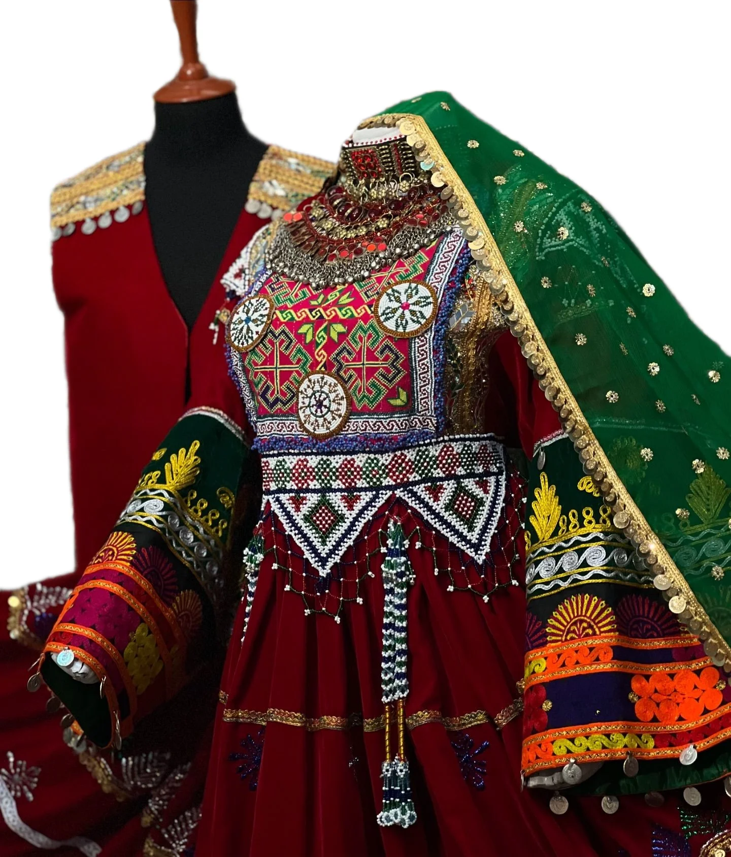 Elegant Afghani Women Chiffon Dress Colorful Handmade Traditional Ethnic Fashion High Quality Maxi Natural Button Daily Wear