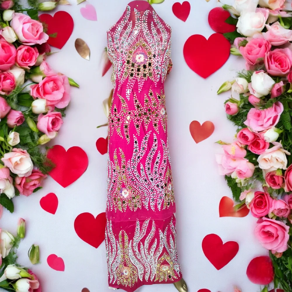 Hot Selling Nigerian George Wrappers Traditional Wedding Heavy Sequins ...